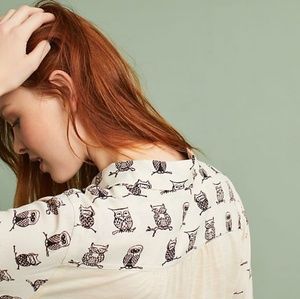 Porridge owl button down shirt